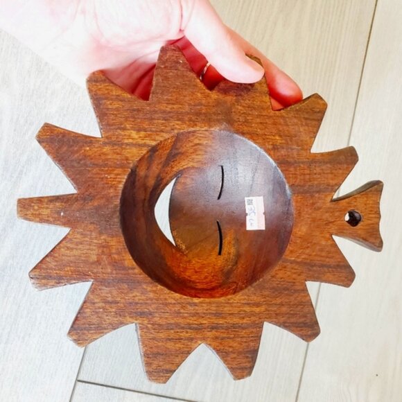 Vintage 3D Sun God Handcrafted Wooden Wall Hanging Aztec Boho - Picture 3 of 5